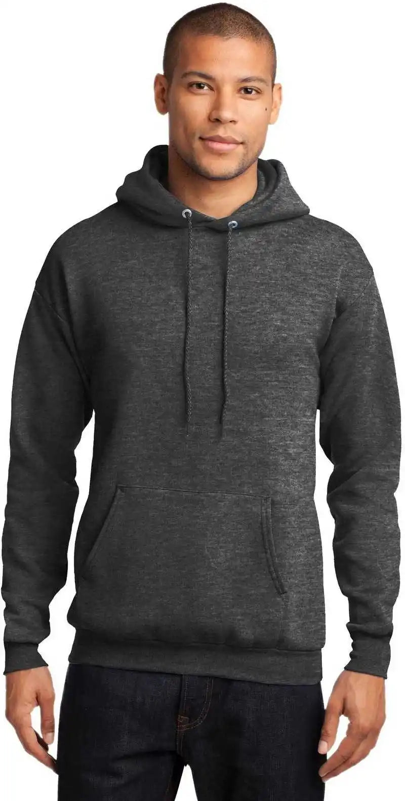 Port & Company Pc78h Core Fleece Pullover Hooded Sweatshirt Dark Heather Gray