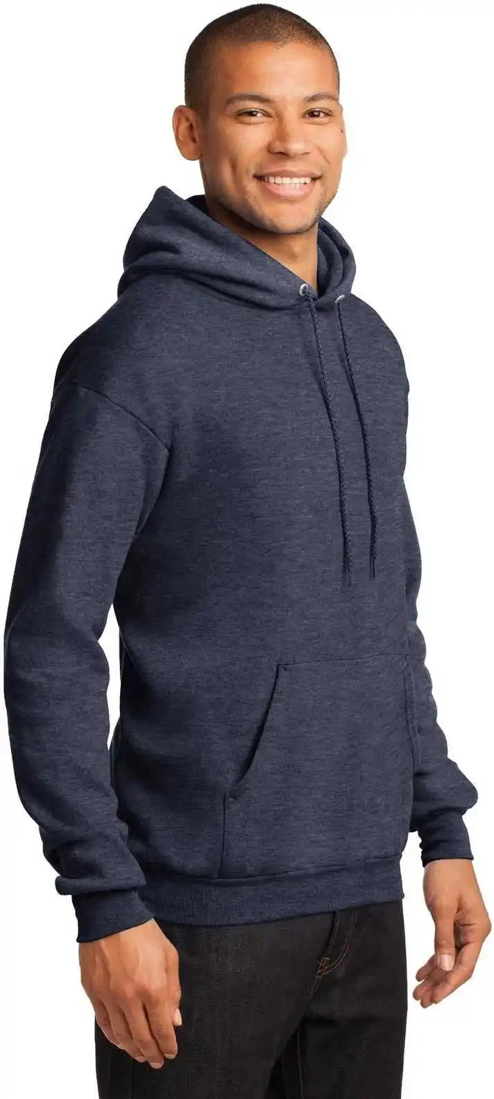 Port &amp; Company Pc78h Core Fleece Pullover Hooded Sweatshirt Heather Navy