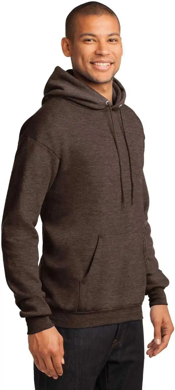 Port &amp; Company Pc78h Core Fleece Pullover Hooded Sweatshirt Heather Dark Chocolate Brown