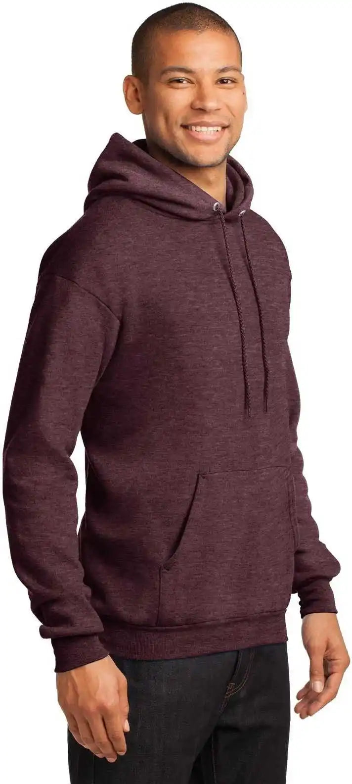 Port &amp; Company Pc78h Core Fleece Pullover Hooded Sweatshirt Heather Athletic Maroon