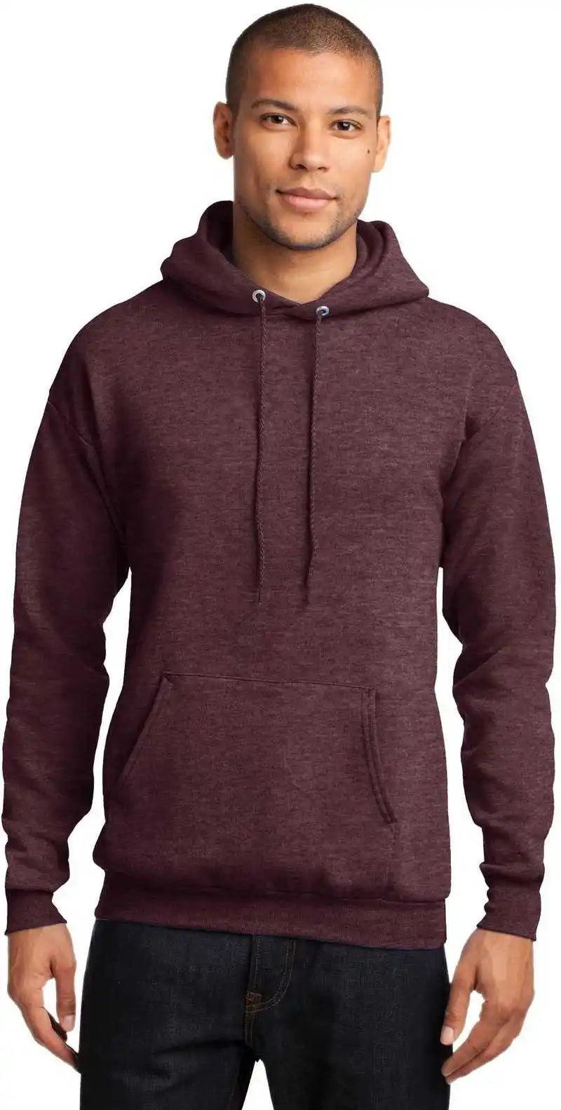 Port & Company Pc78h Core Fleece Pullover Hooded Sweatshirt Heather Athletic Maroon