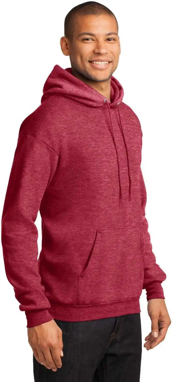 Port &amp; Company Pc78h Core Fleece Pullover Hooded Sweatshirt Heather Red