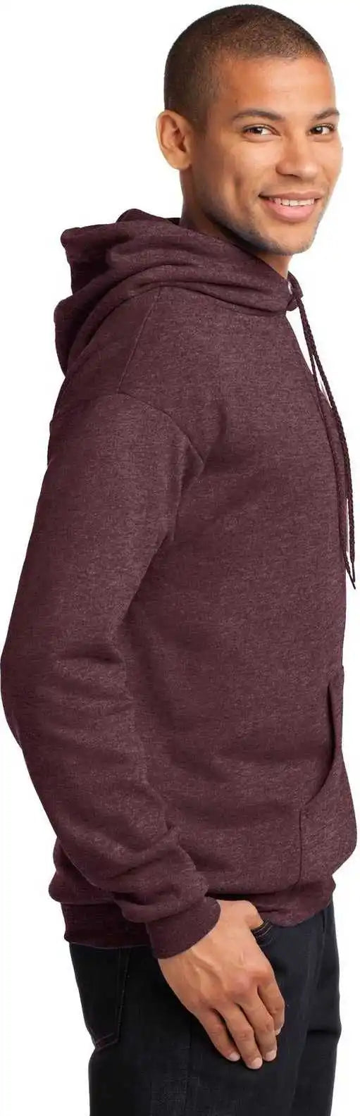 Port &amp; Company Pc78h Core Fleece Pullover Hooded Sweatshirt Heather Athletic Maroon