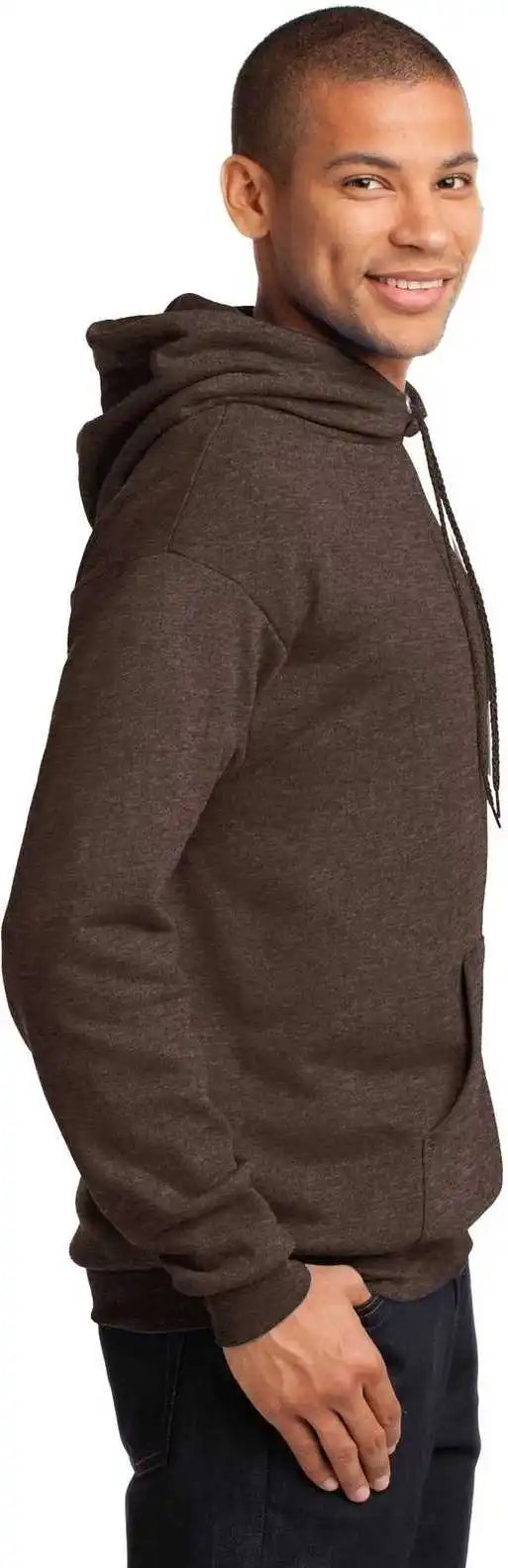 Port &amp; Company Pc78h Core Fleece Pullover Hooded Sweatshirt Heather Dark Chocolate Brown
