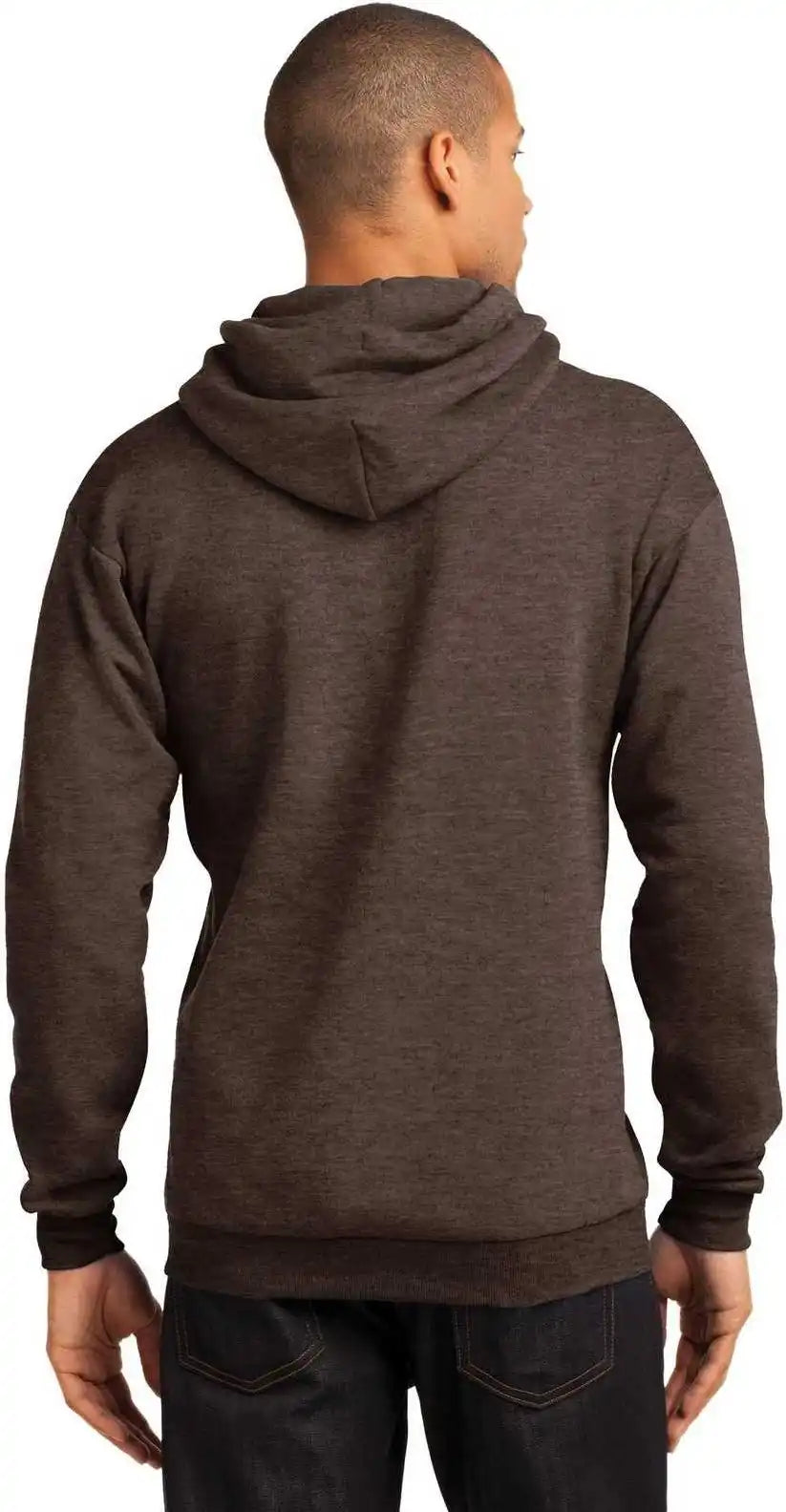 Port &amp; Company Pc78h Core Fleece Pullover Hooded Sweatshirt Heather Dark Chocolate Brown