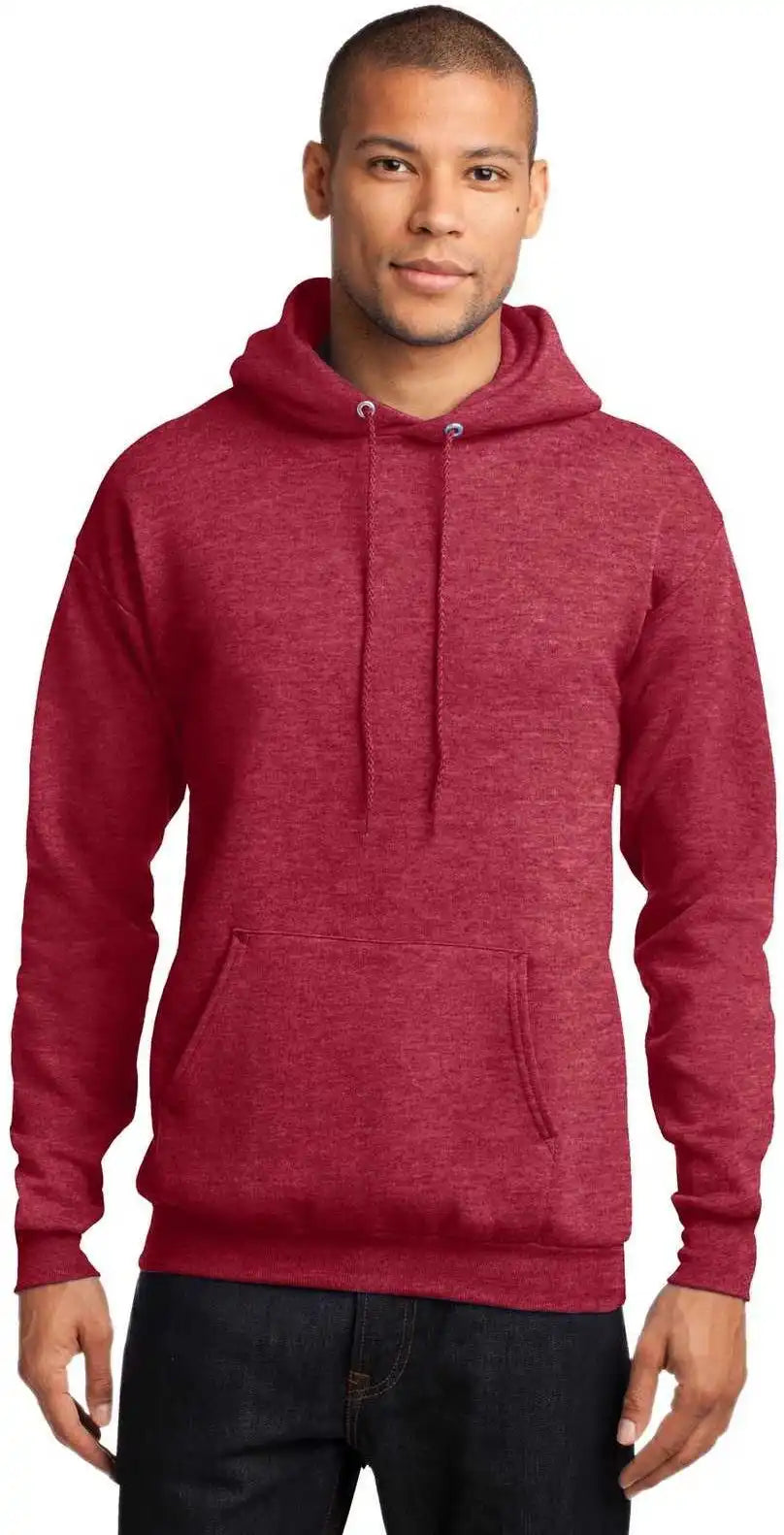 Port & Company Pc78h Core Fleece Pullover Hooded Sweatshirt Heather Red