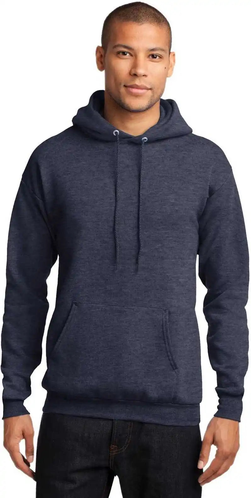 Port & Company Pc78h Core Fleece Pullover Hooded Sweatshirt Heather Navy
