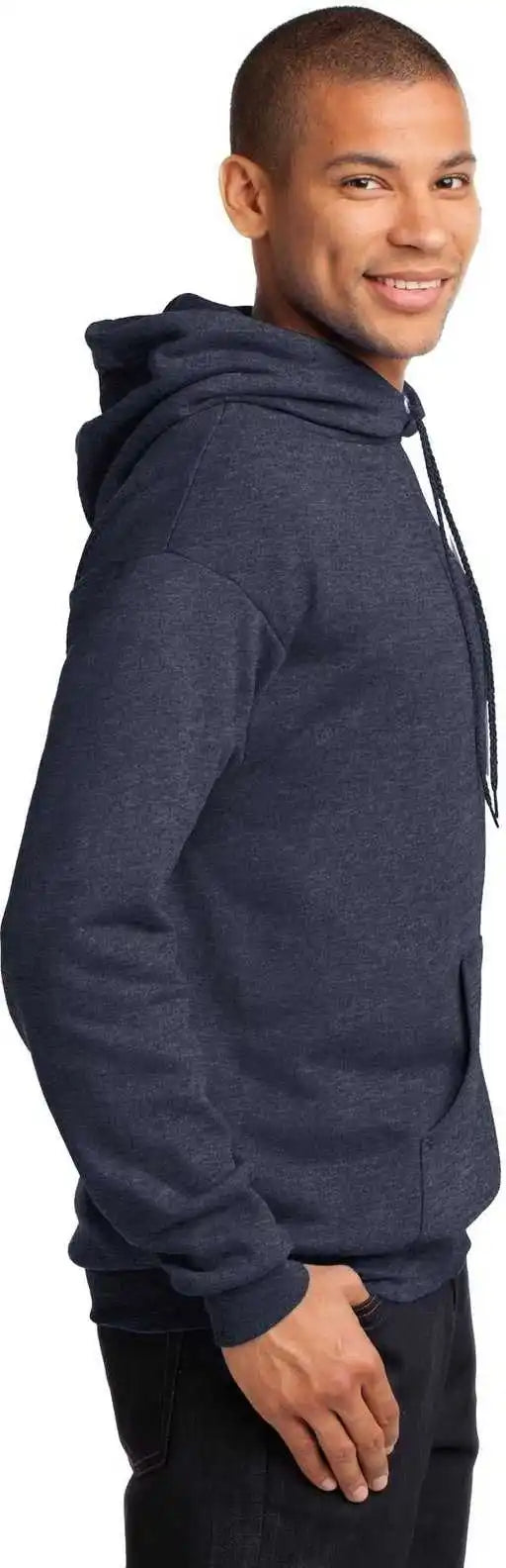 Port &amp; Company Pc78h Core Fleece Pullover Hooded Sweatshirt Heather Navy