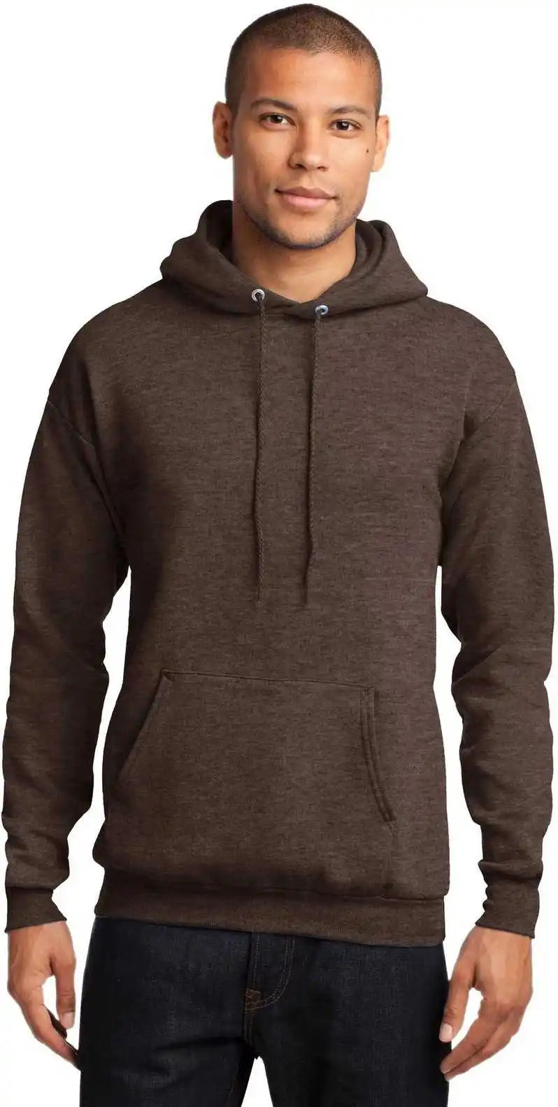 Port &amp; Company Pc78h Core Fleece Pullover Hooded Sweatshirt Heather Dark Chocolate Brown