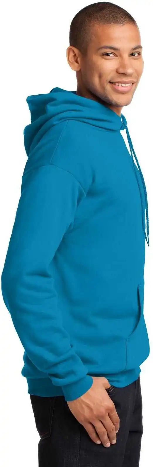 Port &amp; Company Pc78h Core Fleece Pullover Hooded Sweatshirt Neon Blue