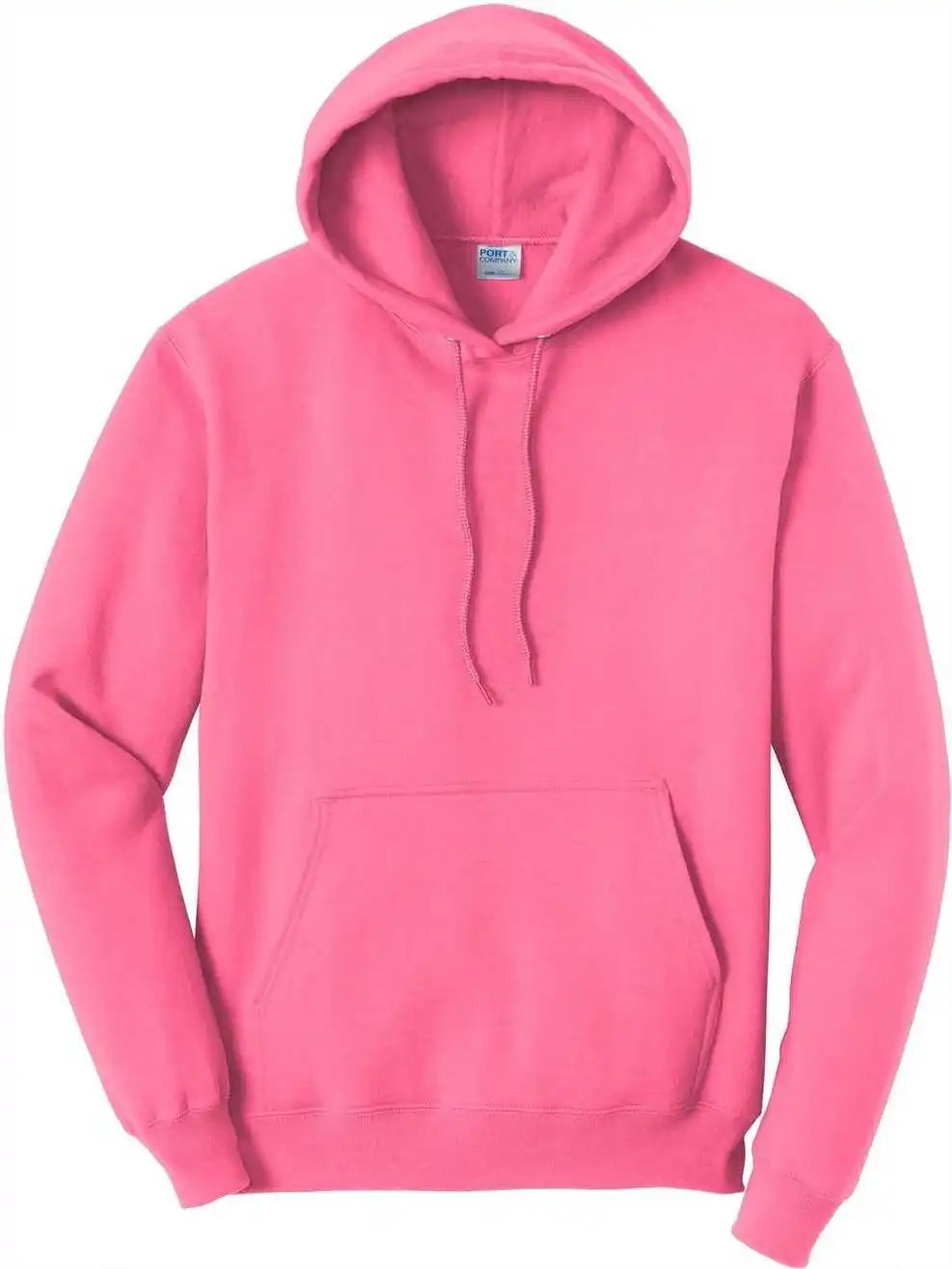 Port &amp; Company Pc78h Core Fleece Pullover Hooded Sweatshirt Neon Pink