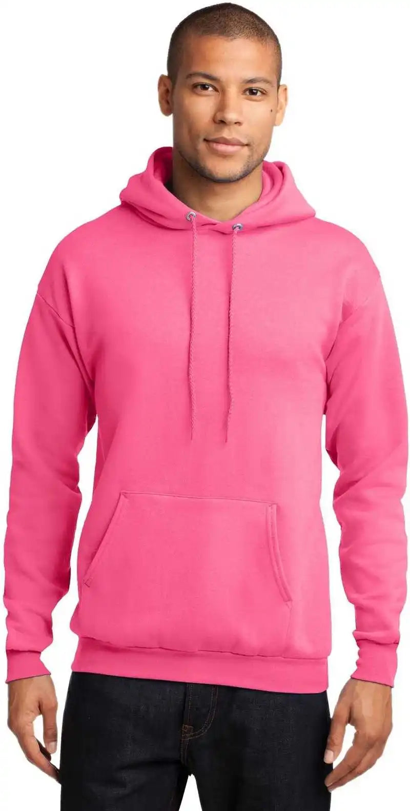 Port & Company Pc78h Core Fleece Pullover Hooded Sweatshirt Neon Pink