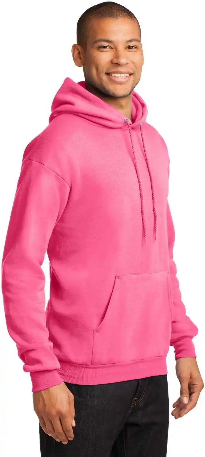 Port &amp; Company Pc78h Core Fleece Pullover Hooded Sweatshirt Neon Pink