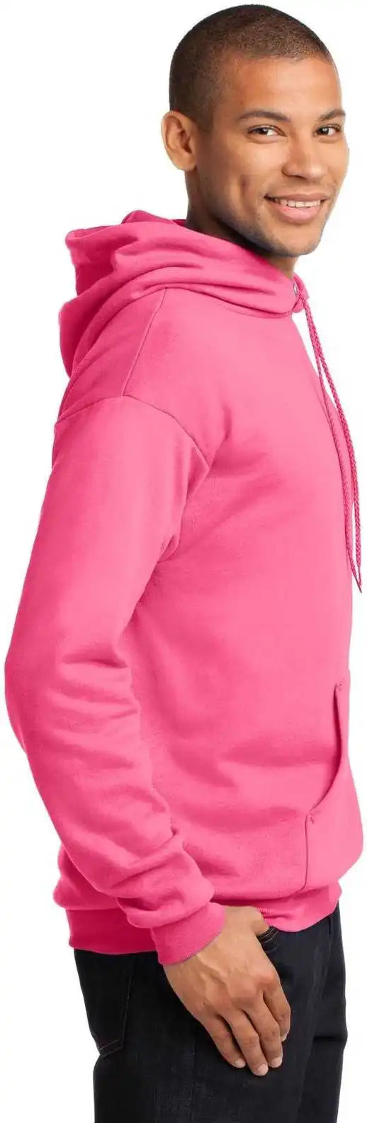 Port &amp; Company Pc78h Core Fleece Pullover Hooded Sweatshirt Neon Pink