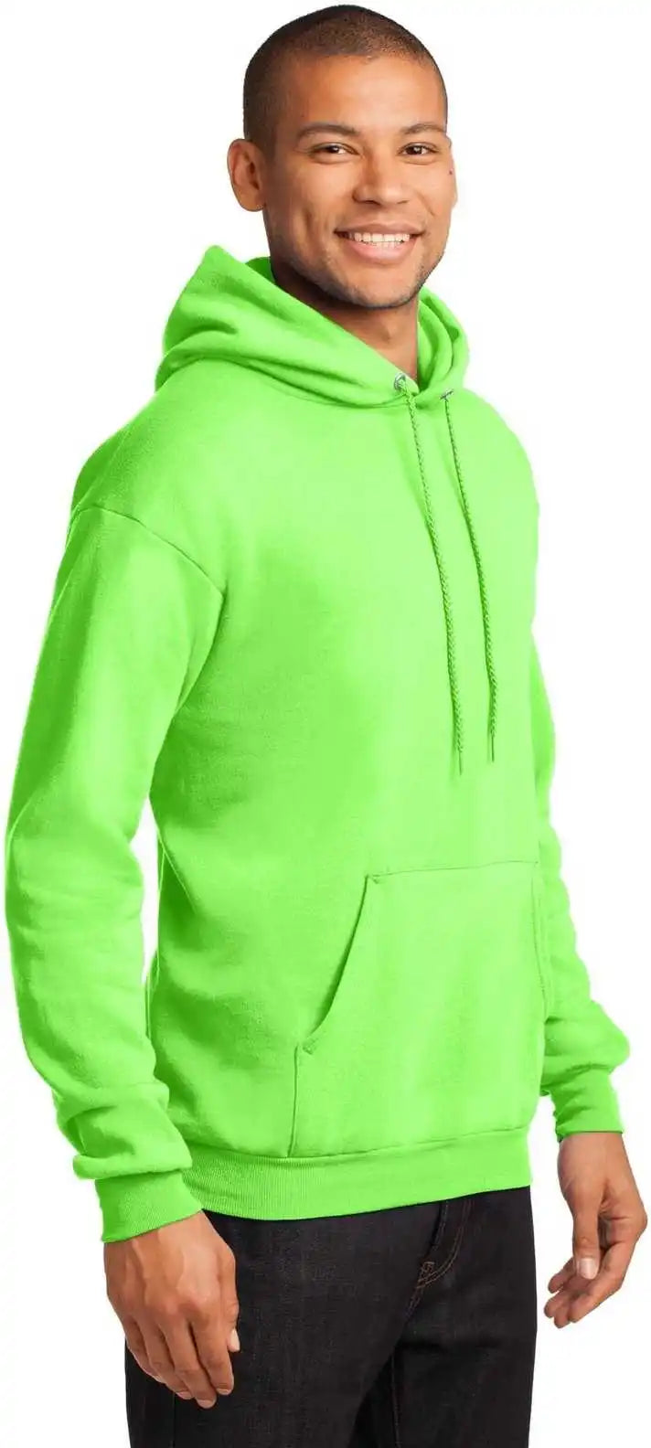 Port &amp; Company Pc78h Core Fleece Pullover Hooded Sweatshirt Neon Green