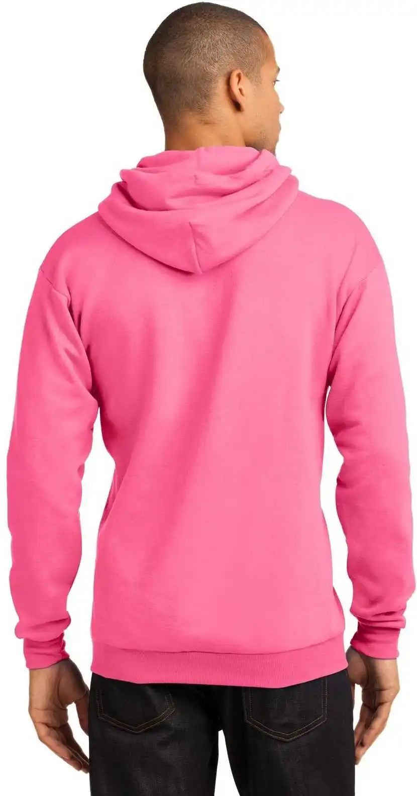 Port & Company Pc78h Core Fleece Pullover Hooded Sweatshirt Neon Pink
