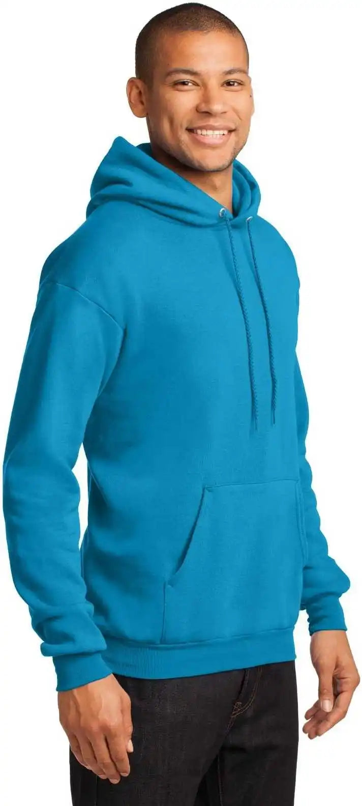 Port &amp; Company Pc78h Core Fleece Pullover Hooded Sweatshirt Neon Blue