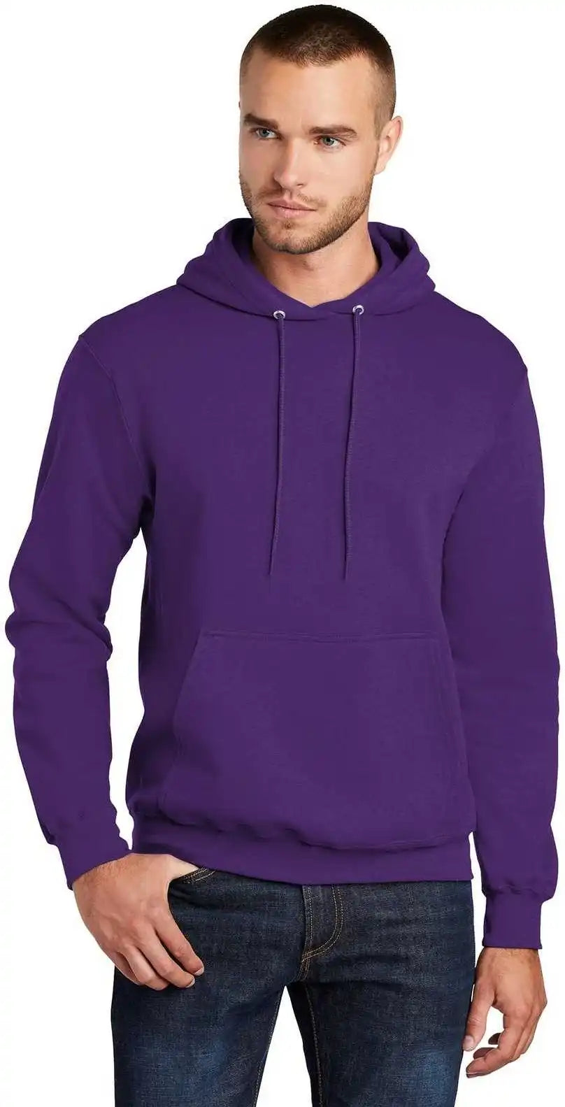 Port & Company Pc78h Core Fleece Pullover Hooded Sweatshirt Team Purple