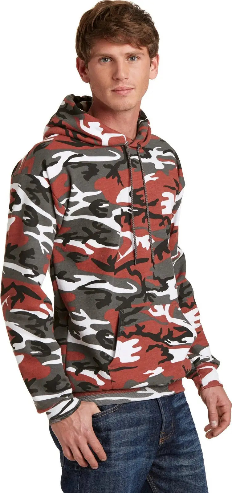 Port & Company Pc78hc co Core Fleece Camo Pullover Hooded Sweatshirt - Red