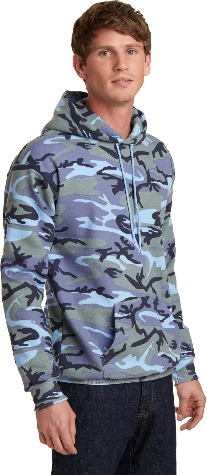 Port & Company Pc78hc co Core Fleece Camo Pullover Hooded Sweatshirt - Woodland Blue