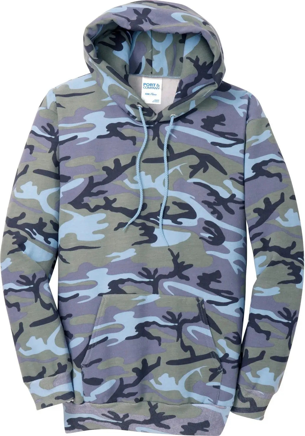 Port & Company Pc78hc co Core Fleece Camo Pullover Hooded Sweatshirt - Woodland Blue