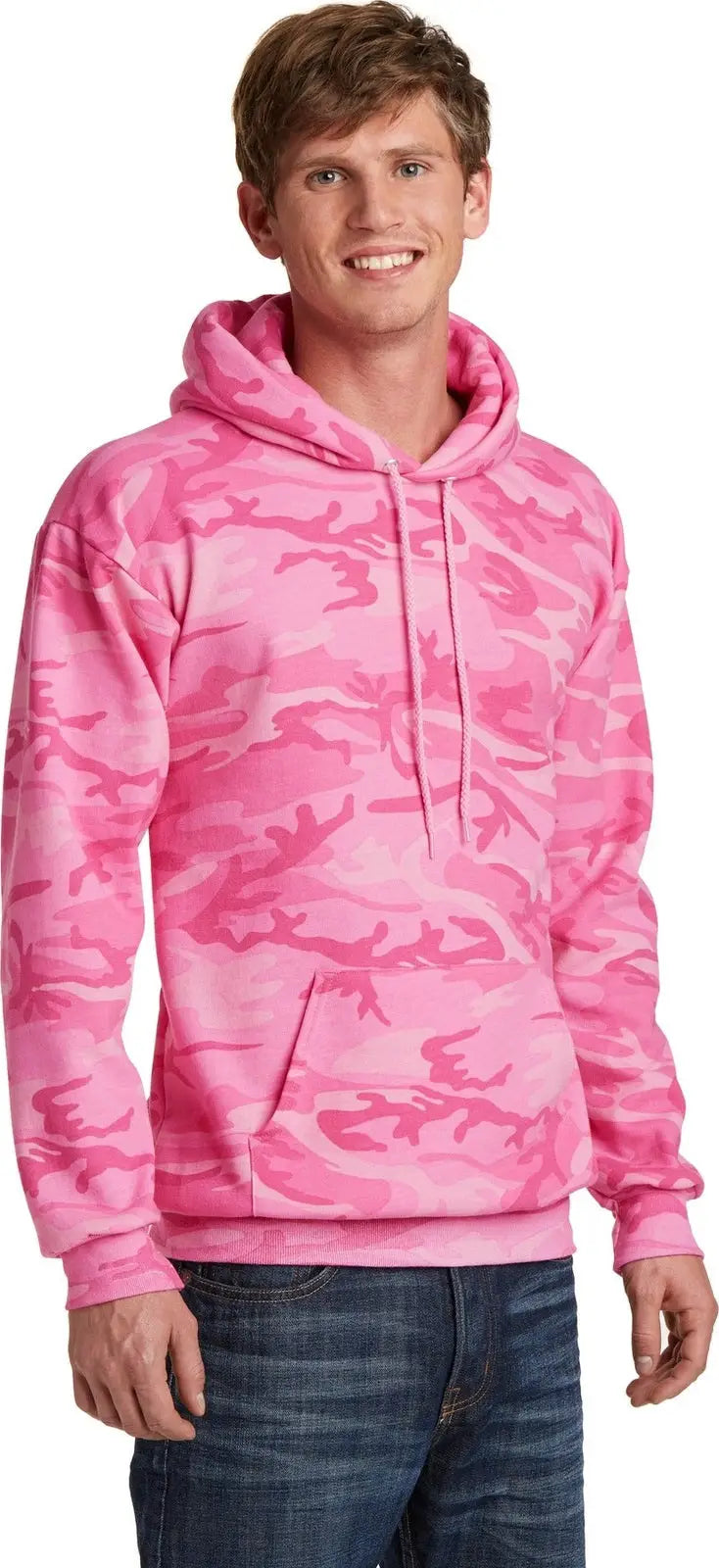 Port & Company Pc78hc co Core Fleece Camo Pullover Hooded Sweatshirt - Pink