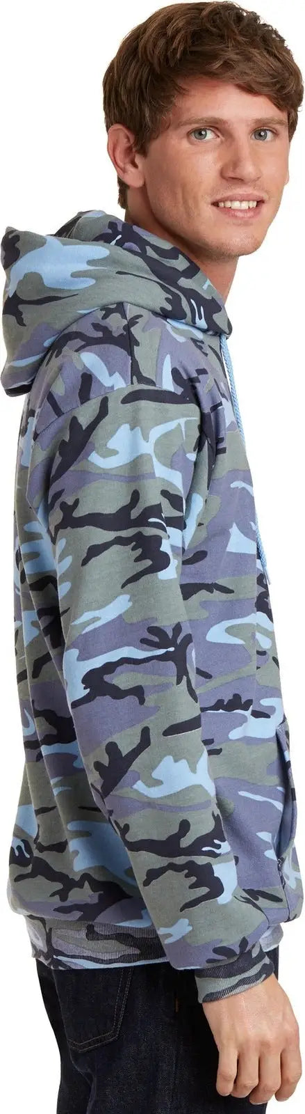 Port & Company Pc78hc co Core Fleece Camo Pullover Hooded Sweatshirt - Woodland Blue