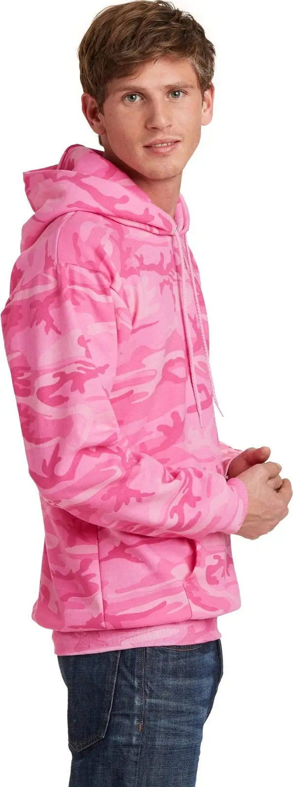 Port & Company Pc78hc co Core Fleece Camo Pullover Hooded Sweatshirt - Pink