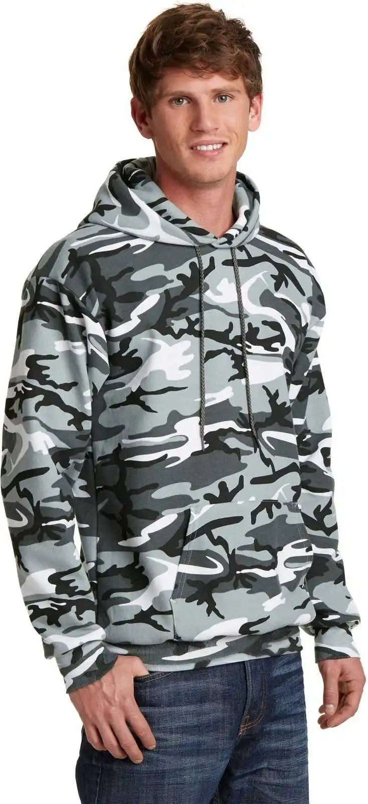 Port &amp; Company Pc78hc Core Fleece Camo Pullover Hooded Sweatshirt Winter