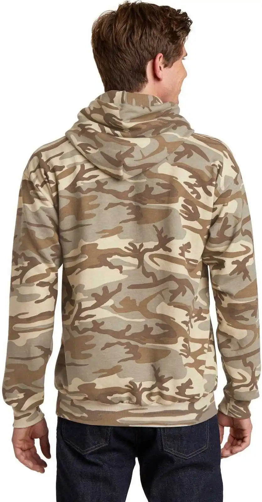 Port &amp; Company Pc78hc Core Fleece Camo Pullover Hooded Sweatshirt Desert