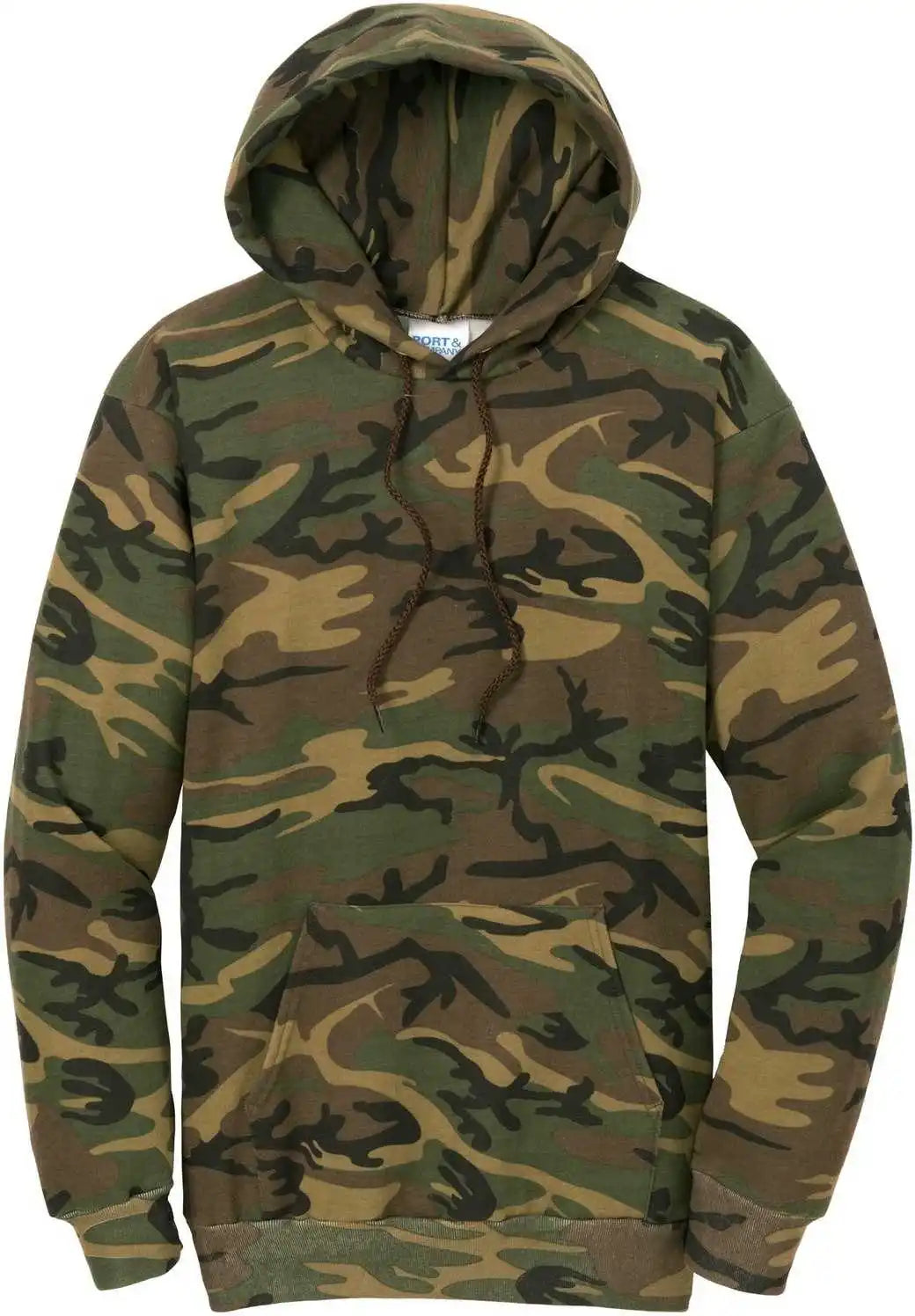 Port &amp; Company Pc78hc Core Fleece Camo Pullover Hooded Sweatshirt Military