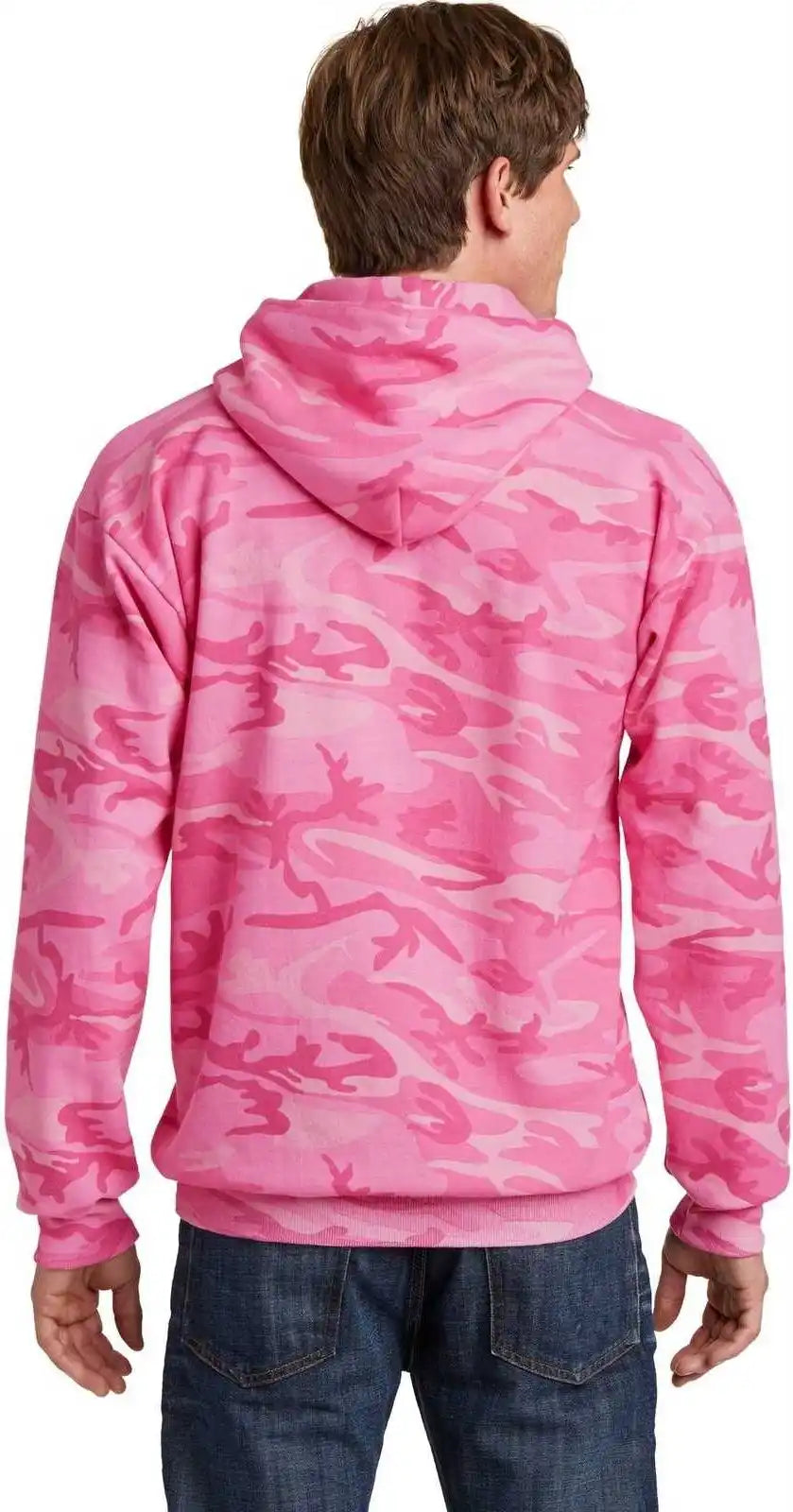Port & Company Pc78hc Core Fleece Camo Pullover Hooded Sweatshirt Pink