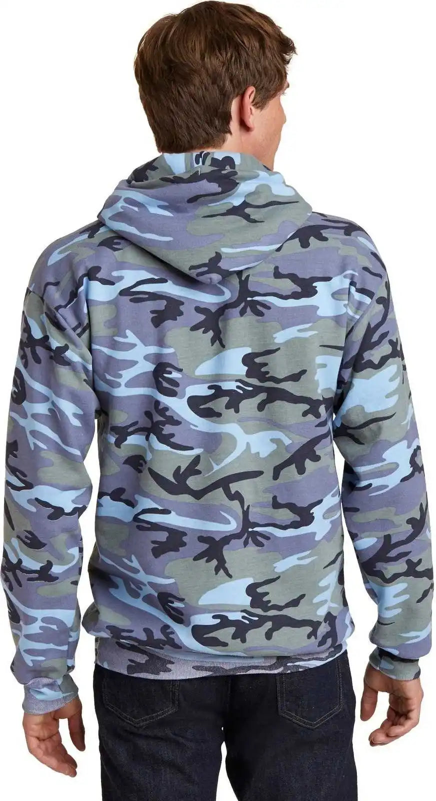 Port & Company Pc78hc Core Fleece Camo Pullover Hooded Sweatshirt Woodland Blue