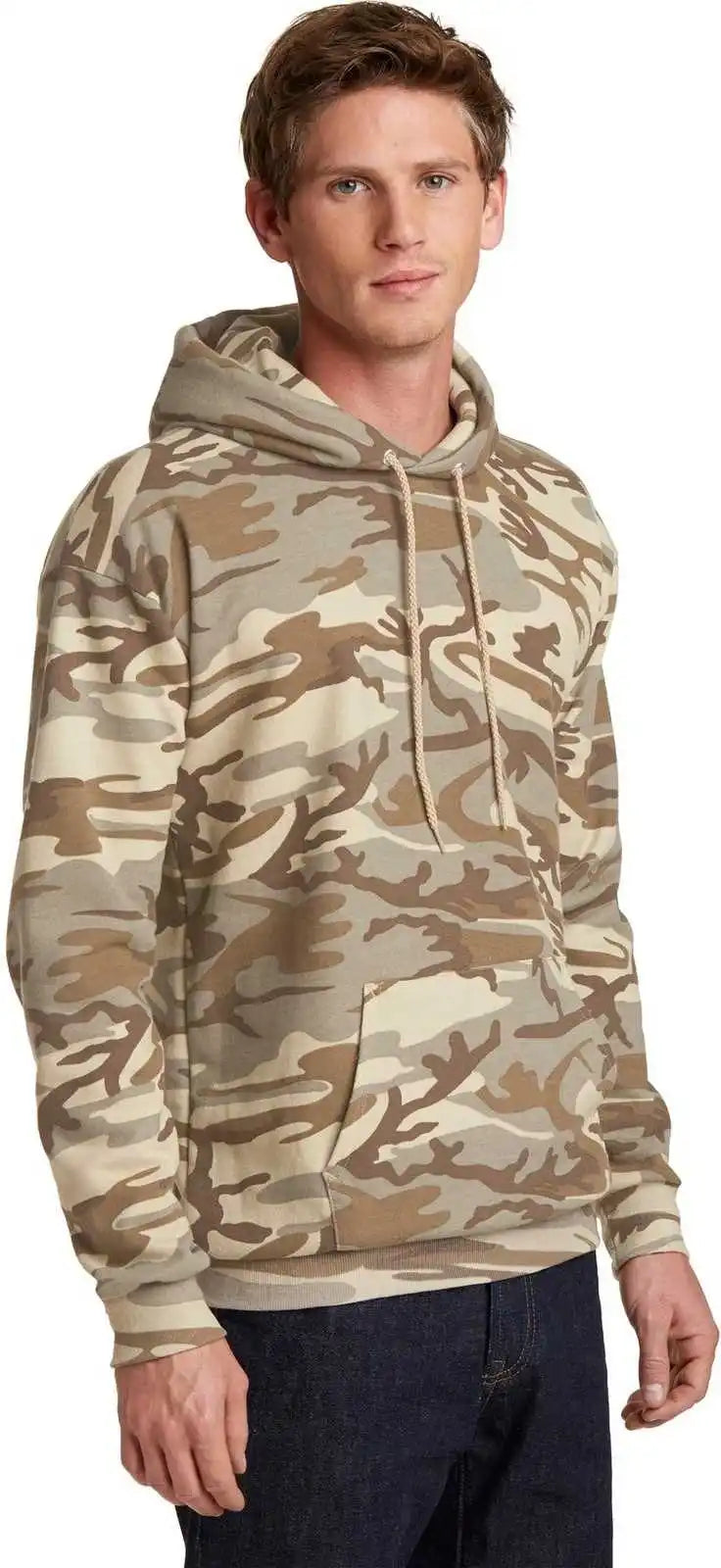 Port &amp; Company Pc78hc Core Fleece Camo Pullover Hooded Sweatshirt Desert