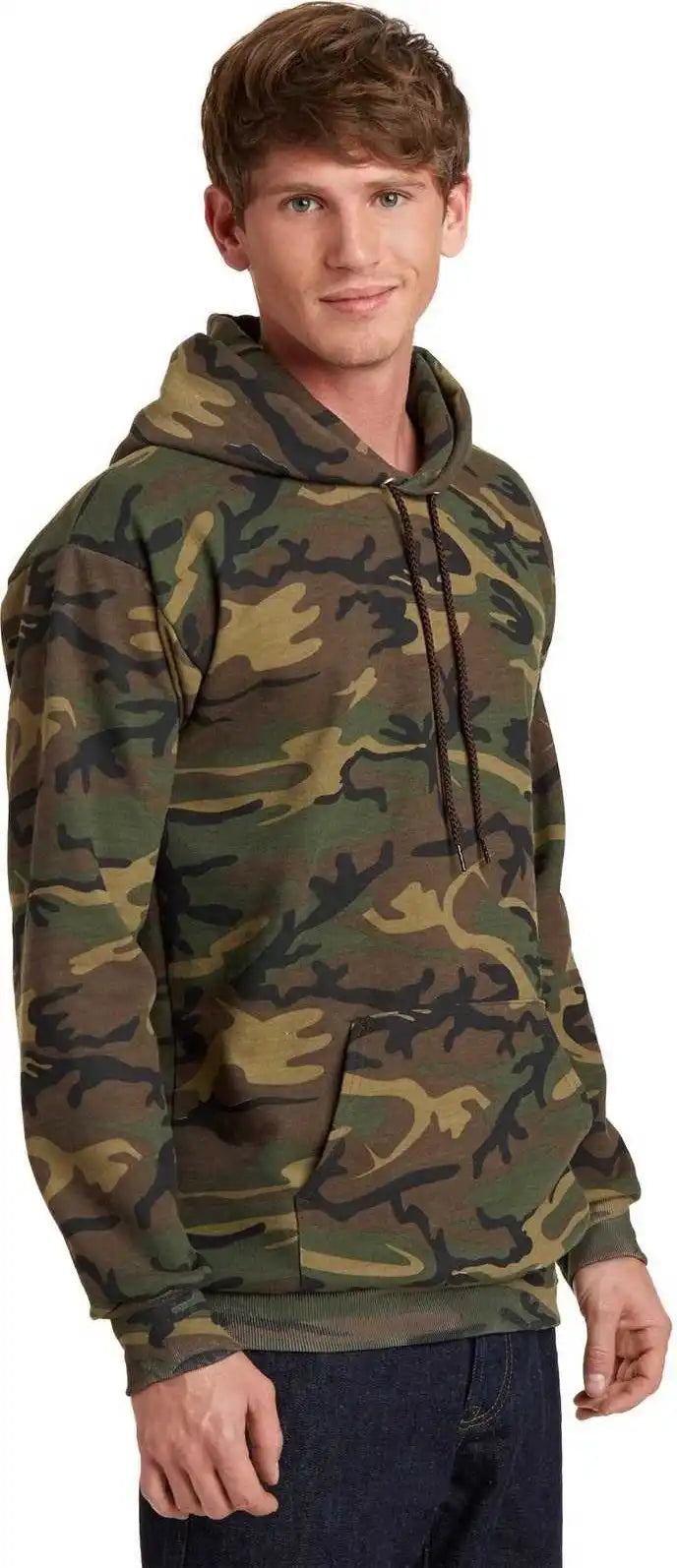 Port &amp; Company Pc78hc Core Fleece Camo Pullover Hooded Sweatshirt Military
