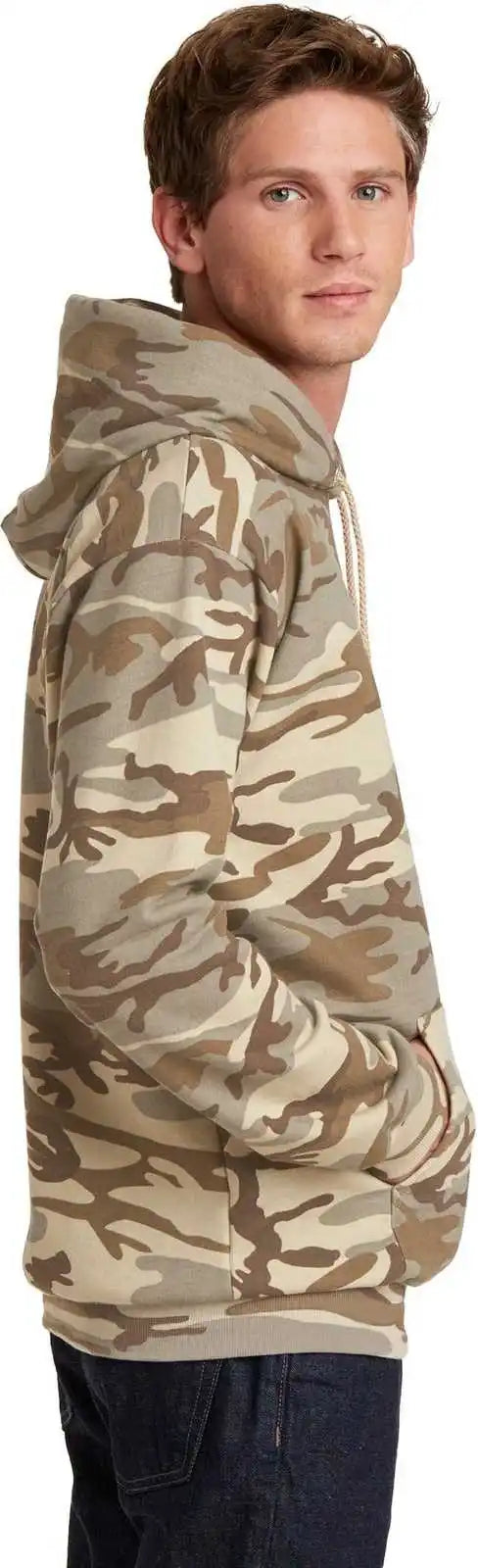 Port &amp; Company Pc78hc Core Fleece Camo Pullover Hooded Sweatshirt Desert