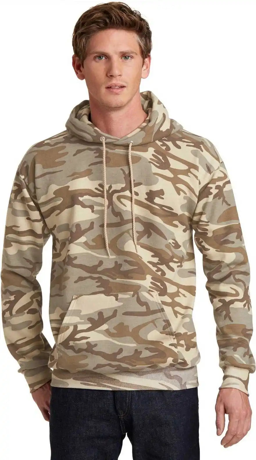 Port &amp; Company Pc78hc Core Fleece Camo Pullover Hooded Sweatshirt Desert