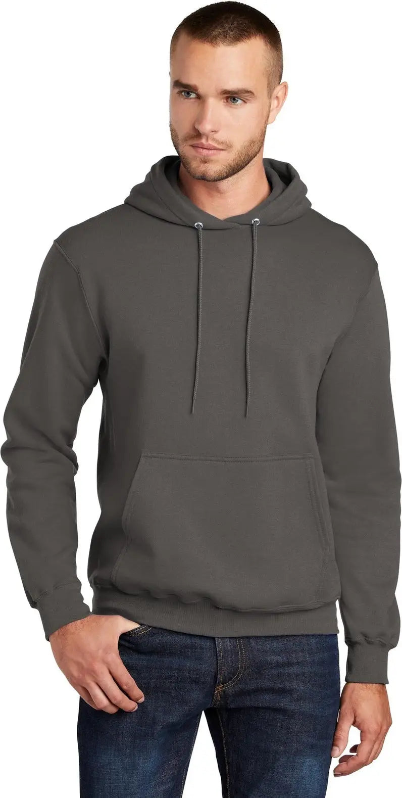 Port & Company Pc78ht co Tall Core Fleece Pullover Hooded Sweatshirt - Charcoal - Adult l