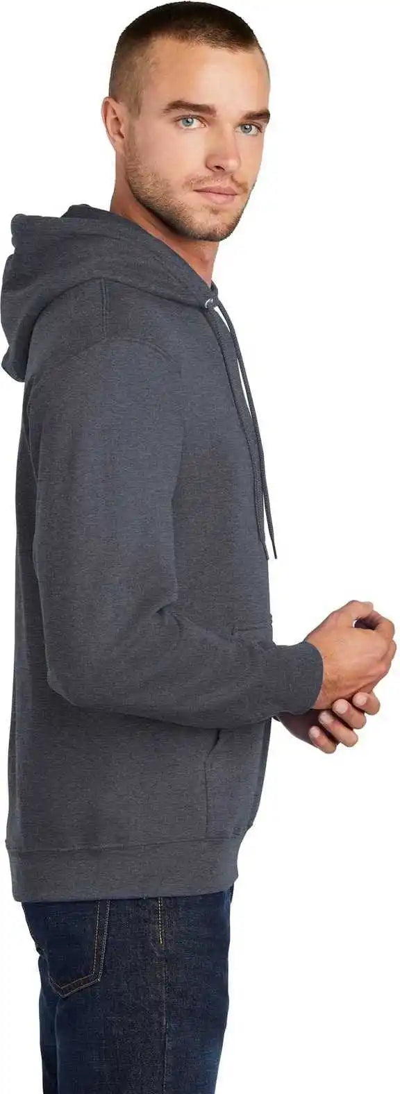 Port & Company Pc78ht Tall Core Fleece Pullover Hooded Sweatshirt Heather Navy