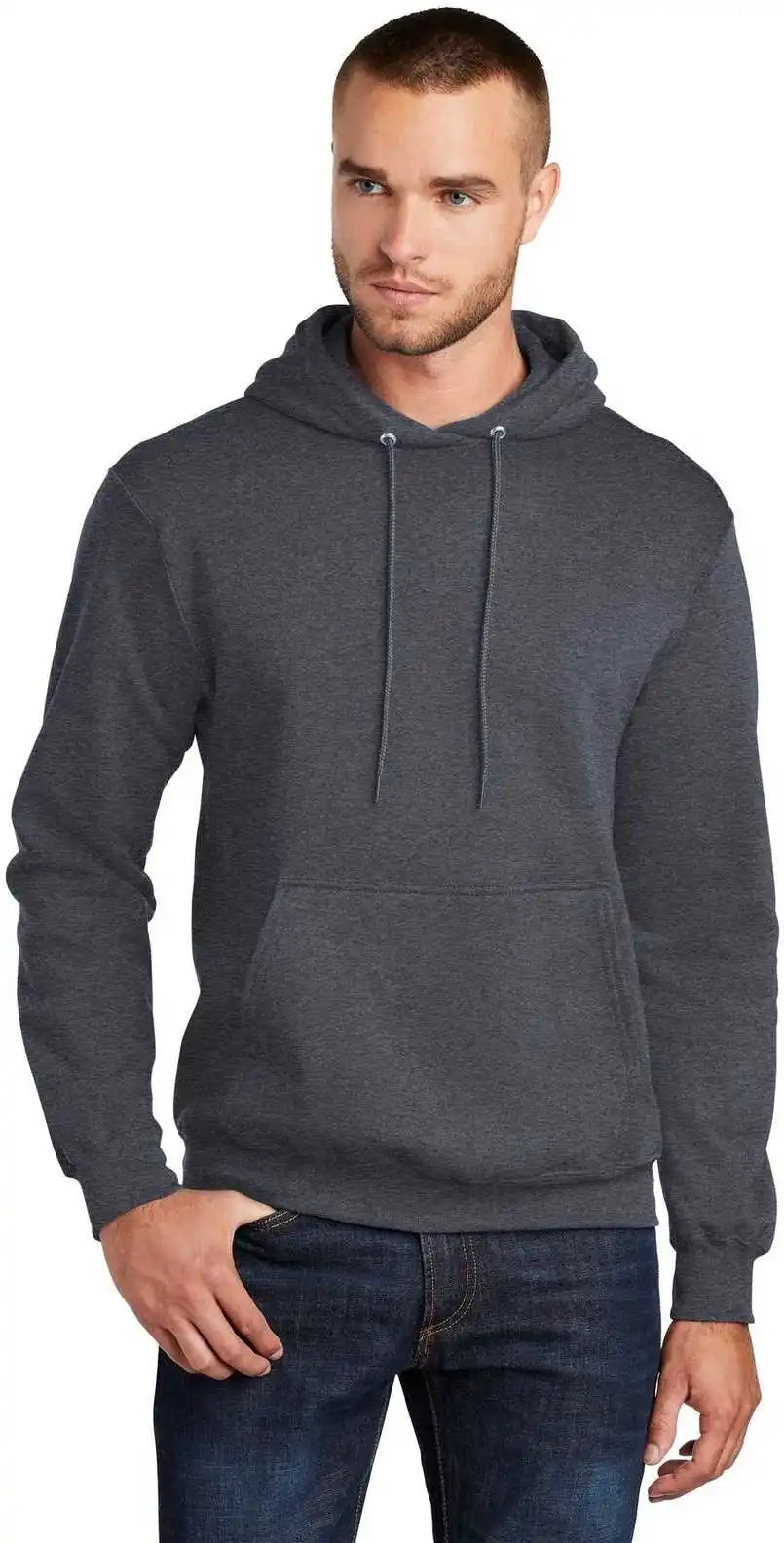 Port & Company Pc78ht Tall Core Fleece Pullover Hooded Sweatshirt Heather Navy