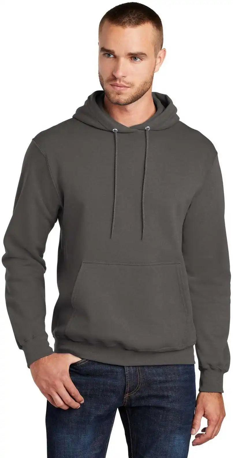 Port & Company Pc78ht Tall Core Fleece Pullover Hooded Sweatshirt Charcoal