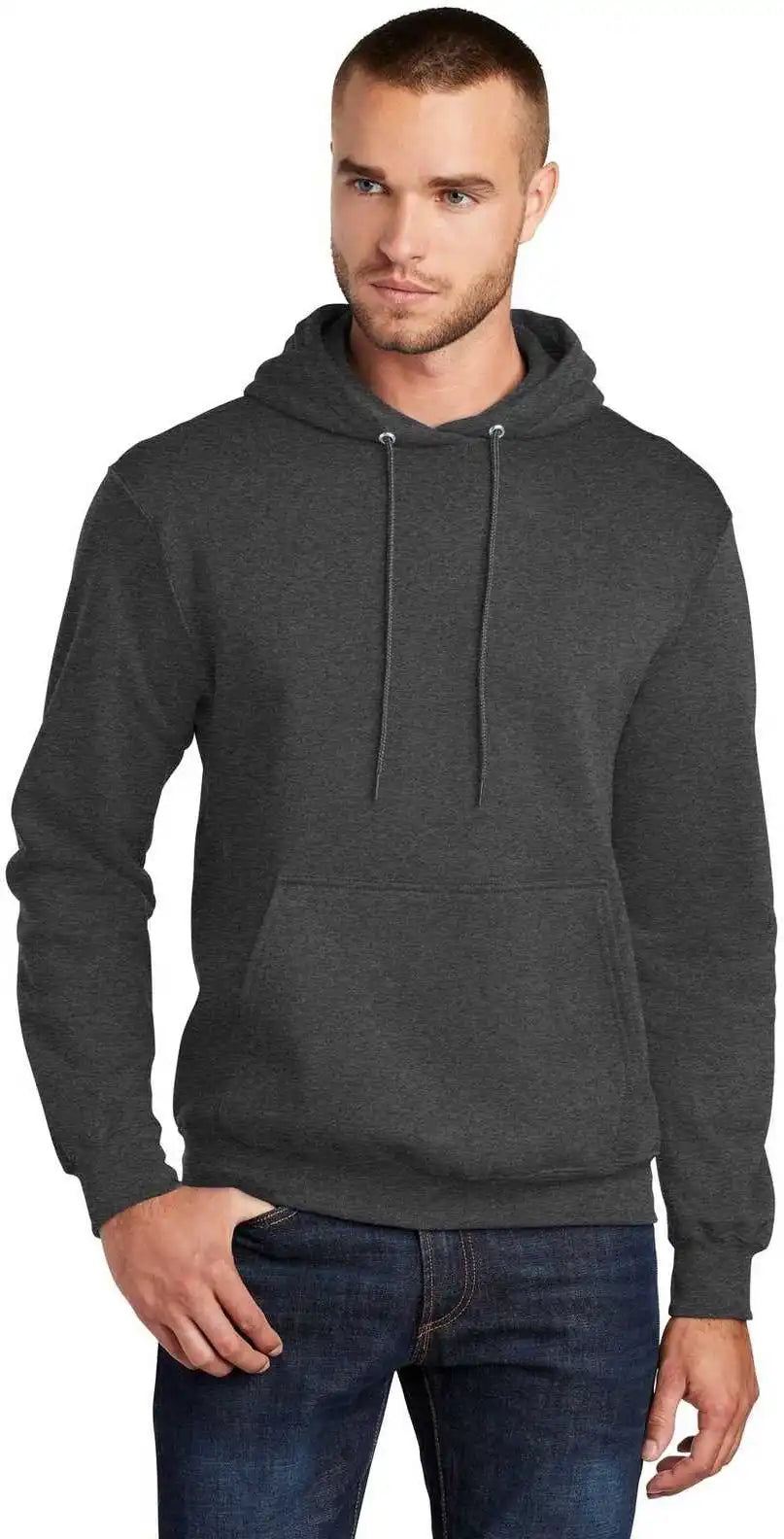 Port & Company Pc78ht Tall Core Fleece Pullover Hooded Sweatshirt Dark Heather Gray