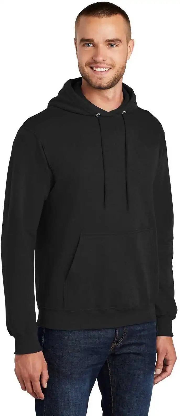 Port &amp; Company Pc78ht Tall Core Fleece Pullover Hooded Sweatshirt Jet Black
