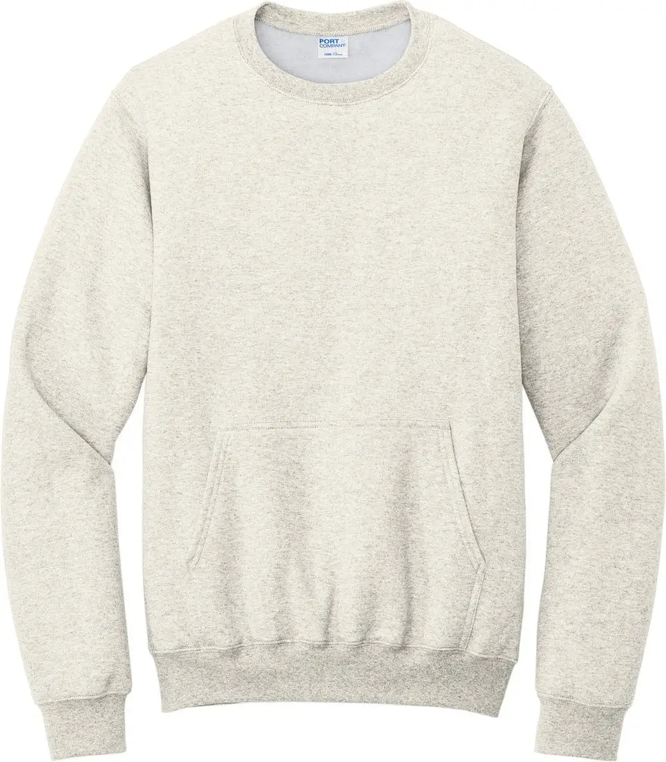Port & Company Pc78pkt co Core Fleece Crewneck Pocket Sweatshirt - Oatmeal Heather