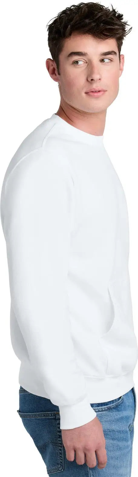 Port & Company Pc78pkt co Core Fleece Crewneck Pocket Sweatshirt - White