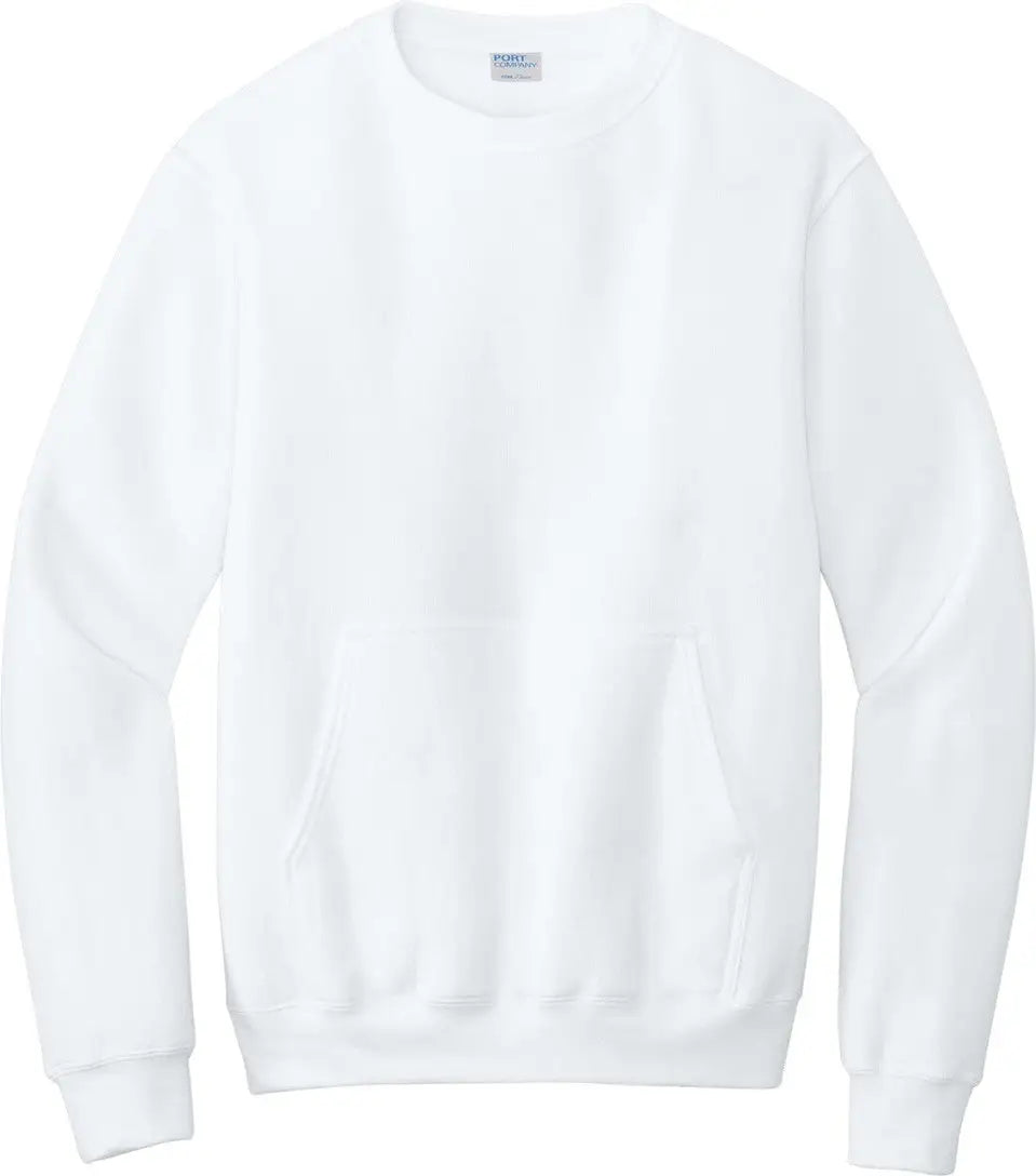 Port & Company Pc78pkt co Core Fleece Crewneck Pocket Sweatshirt - White