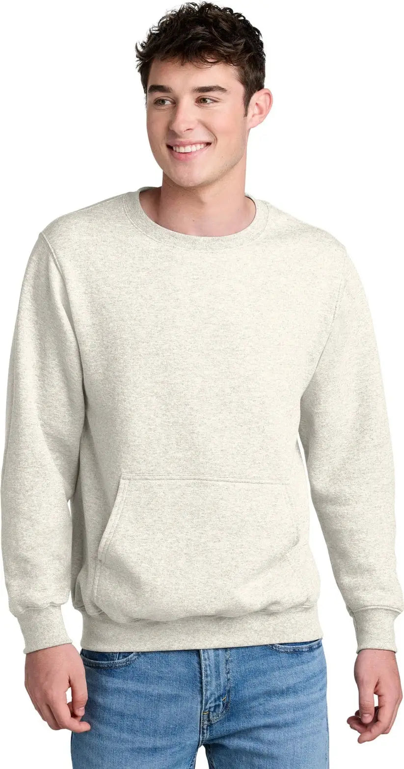 Port & Company Pc78pkt co Core Fleece Crewneck Pocket Sweatshirt - Oatmeal Heather - Adult s
