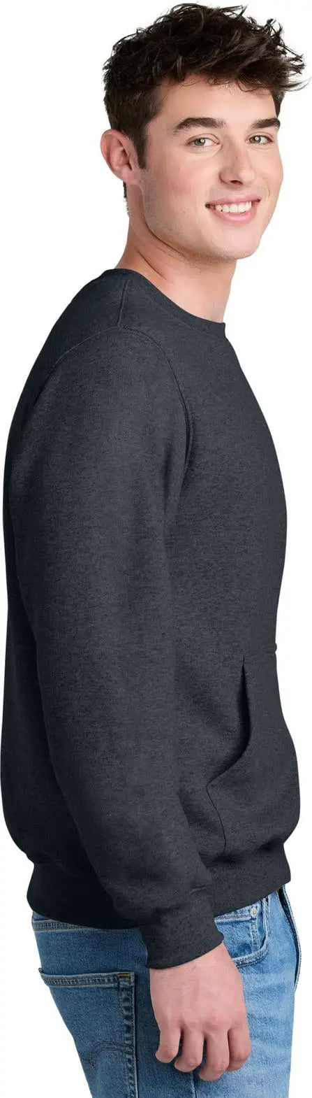 Port & Company Pc78pkt co Core Fleece Crewneck Pocket Sweatshirt - Dark Heather Gray