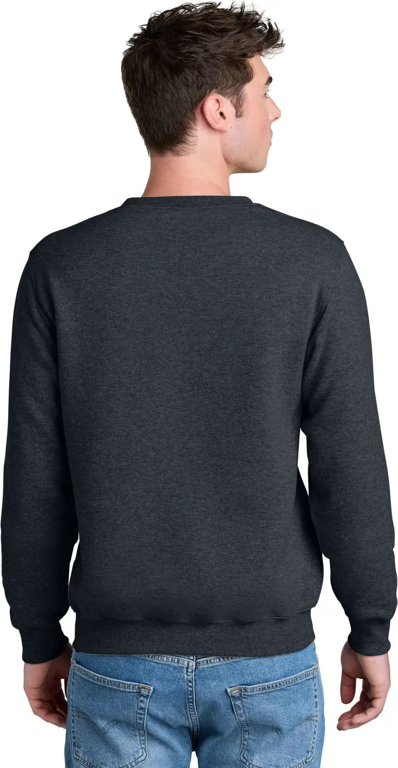 Port & Company Pc78pkt co Core Fleece Crewneck Pocket Sweatshirt - Dark Heather Gray