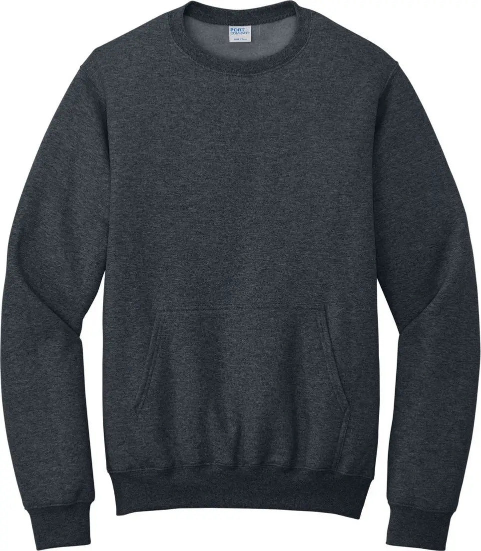 Port & Company Pc78pkt co Core Fleece Crewneck Pocket Sweatshirt - Dark Heather Gray